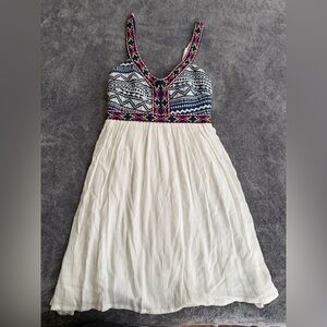 Trixxi White Dress with Multicolor Embroidery